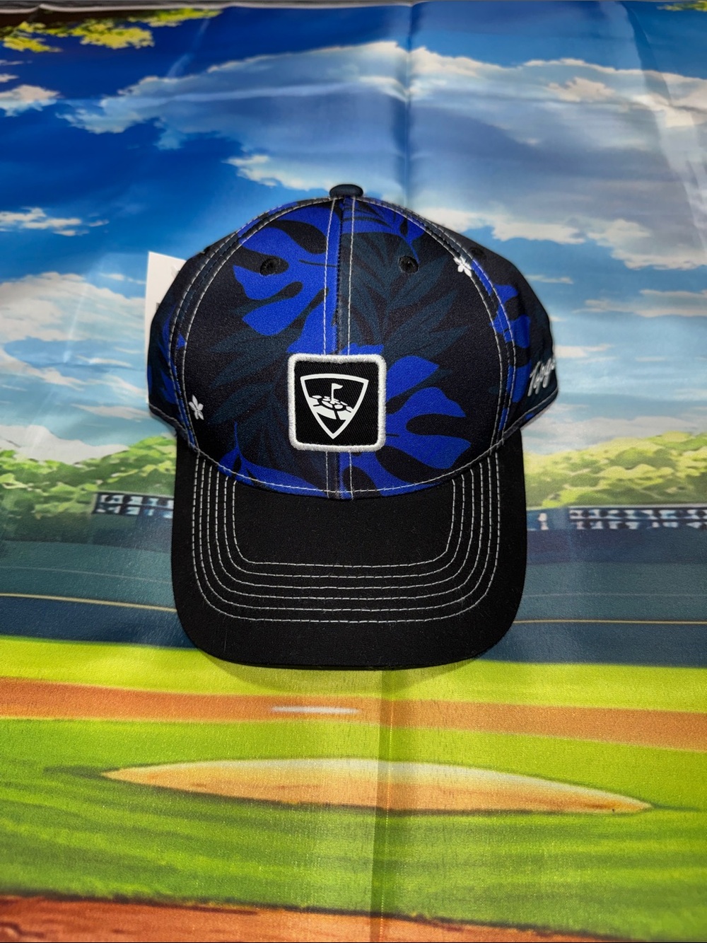 Topgolf Hawaiian Print Blue & Black Baseball Cap with Shield Logo